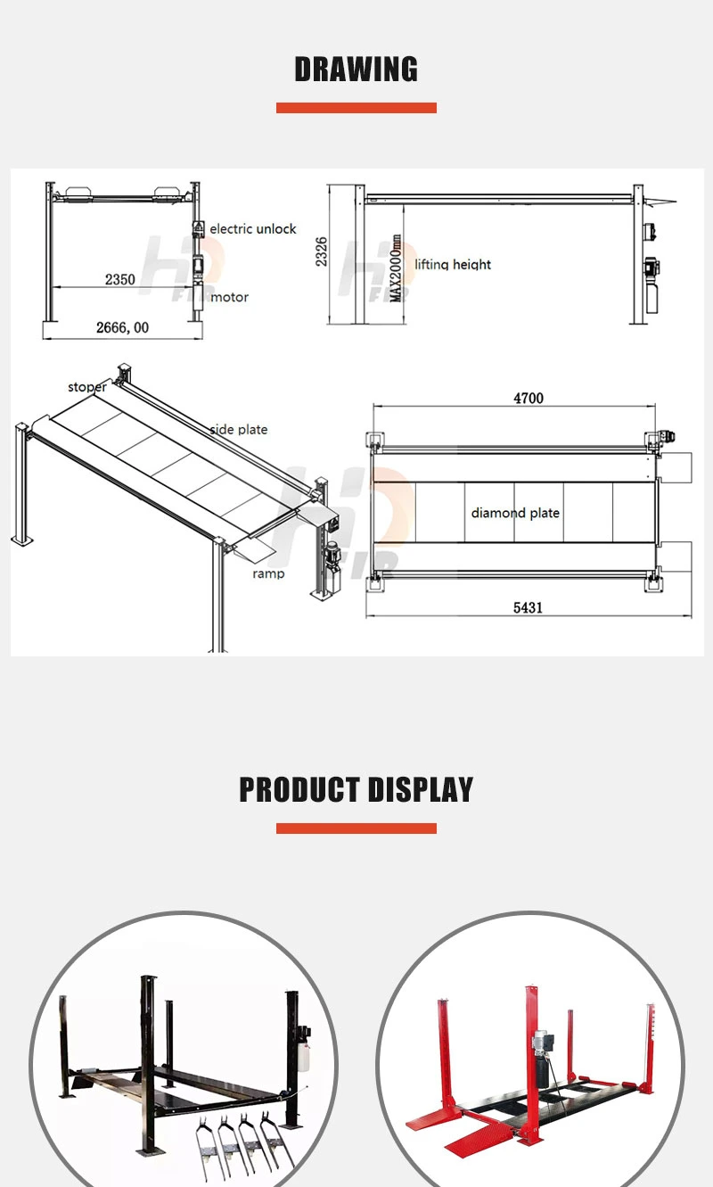 4 Post Storage Automatic Garage Parking Lift Parking System 2 Deck Vehicle Storage with Highest Safety Guardance 4 Post Car Lift