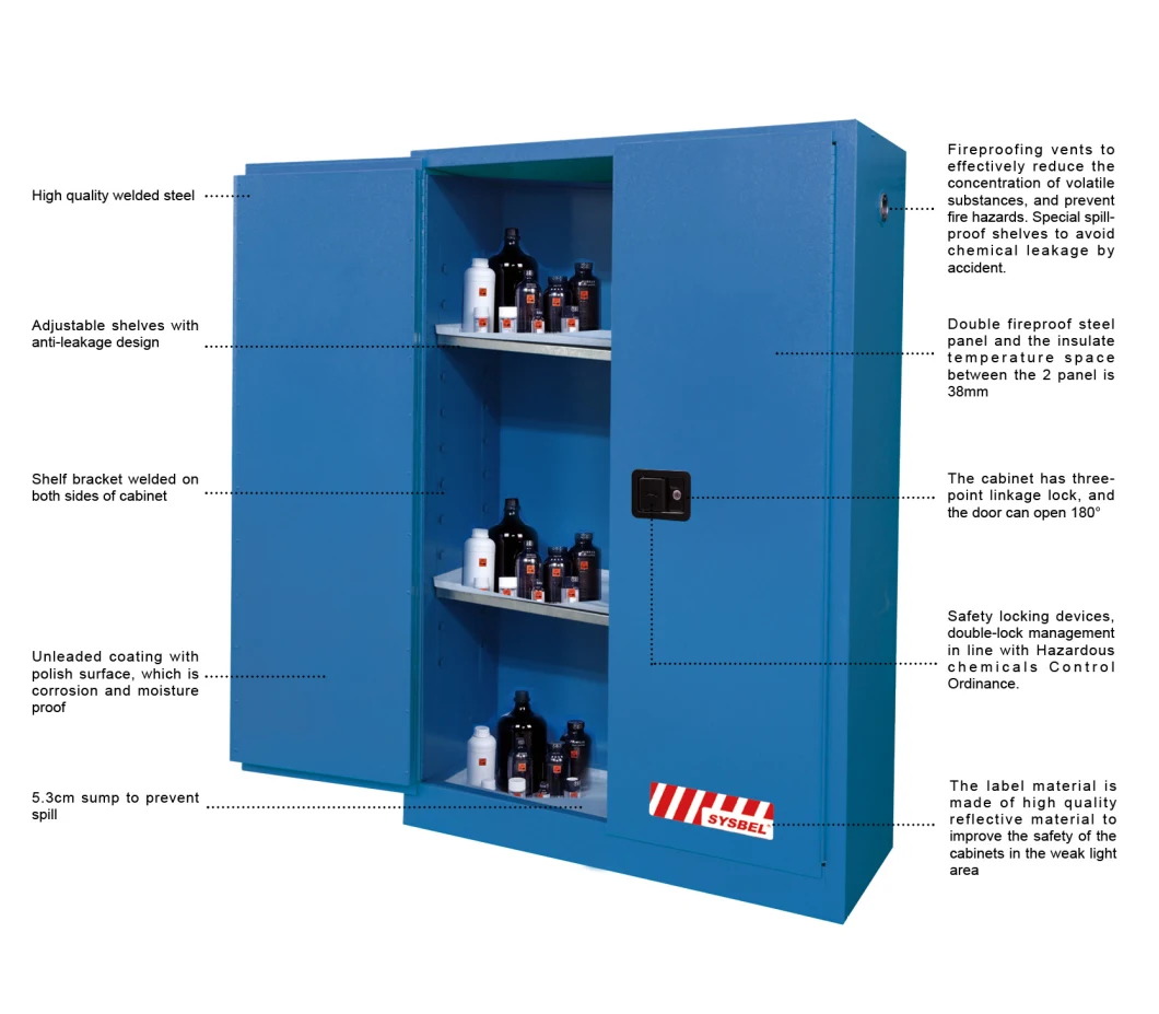Sysbel Factory Wholesale FM CE Approved Osha Standard 45 Gal Acid Corrosive Hazardous Chemicals Safety Storage Cabinet